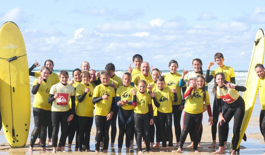 School Group Surf Lesson Fistral Beach Newquay Cornwall